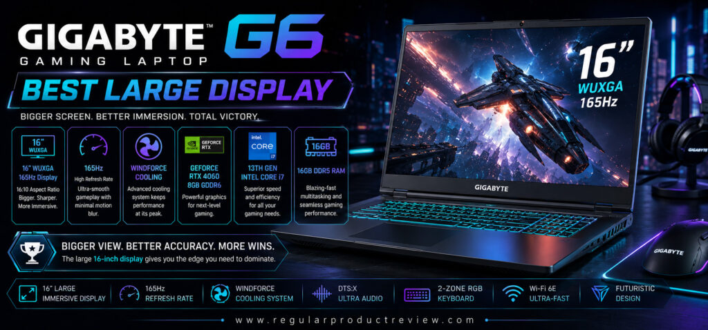 Gigabyte G6 Best Large Display Gaming Laptop