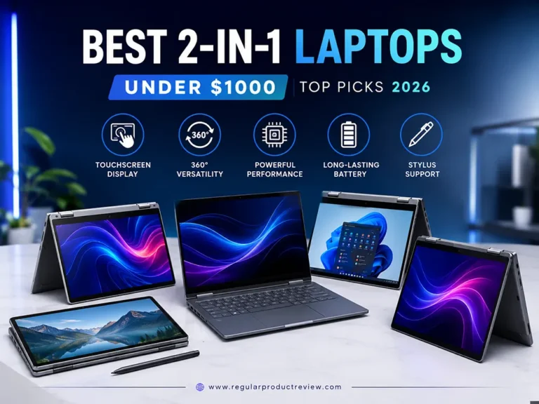 Best 2-in-1 laptops under $1000 featuring premium convertible laptops with touchscreen displays, 360-degree hinges, stylus support, long battery life, and powerful performance.