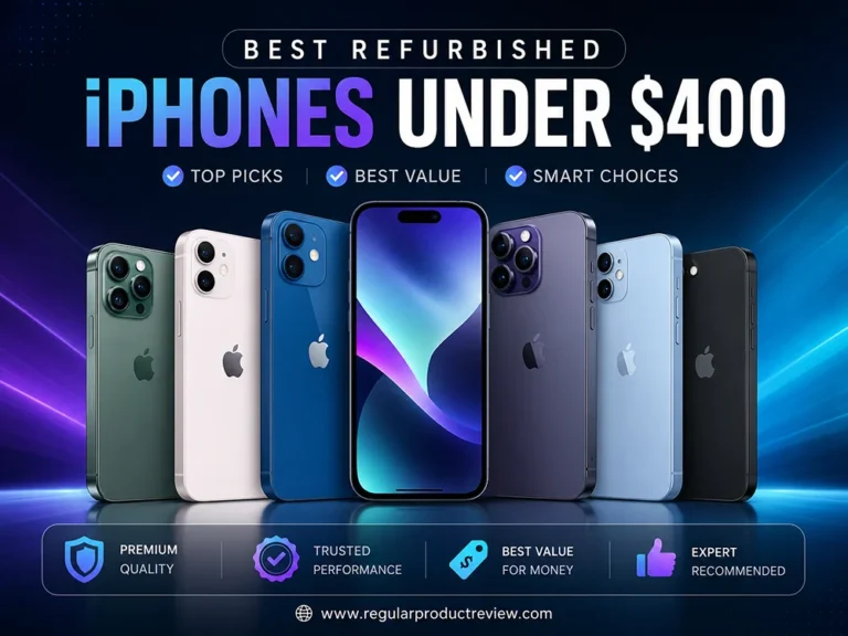 Best Refurbished iPhones Under $400 comparison featuring Apple iPhone 15, iPhone 14 Pro, iPhone 14, iPhone 13 Pro, iPhone 13, and other top refurbished iPhones for U.S. buyers.