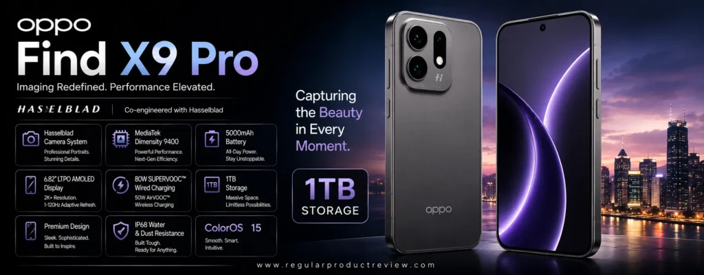 OPPO Find X9 Pro with official 1TB storage, featuring the Hasselblad camera system, flagship performance, premium AMOLED display, and advanced AI capabilities.