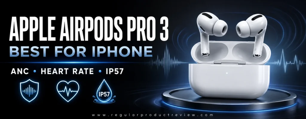 Apple AirPods Pro 3 with charging case, selected as the best premium earbuds for iPhone users seeking seamless connectivity and immersive sound
