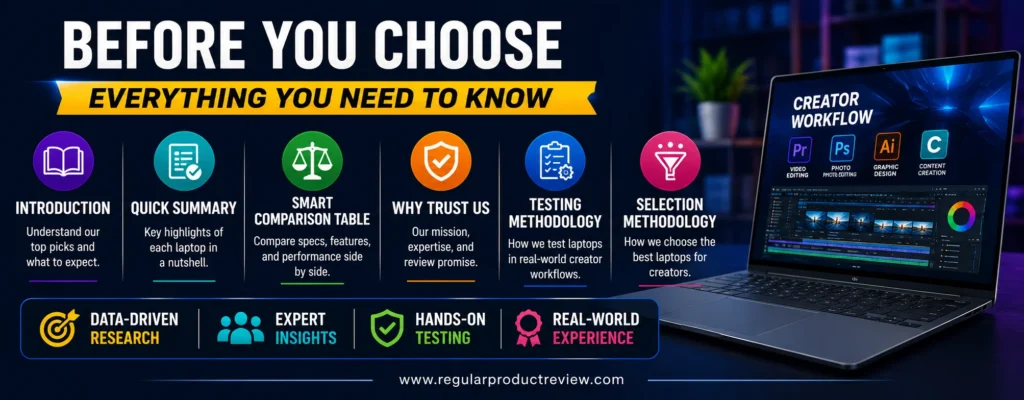 Best creator laptops under $1000 overview with quick summary, comparison table, testing methodology, and selection criteria