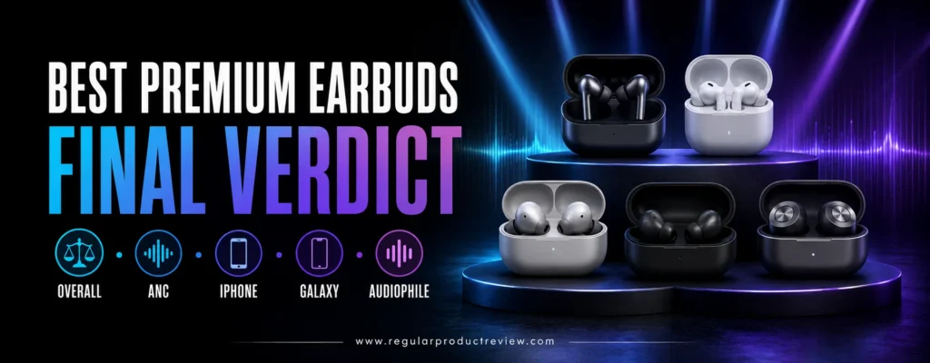 Best premium earbuds final verdict comparing sound quality, noise cancellation, comfort, call clarity, battery life, and smart features
