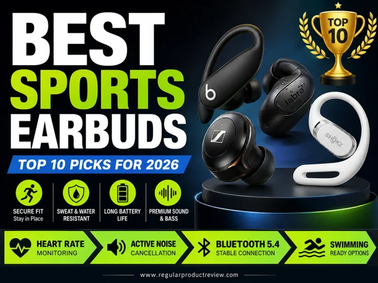 Best Sports Earbuds featuring the top 10 picks with secure fit, long battery life, premium sound, waterproof durability, fitness tracking, and noise cancellation.
