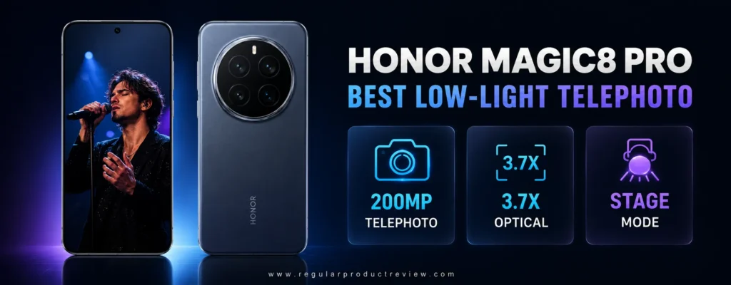HONOR Magic8 Pro low-light camera phone shown from the front and back