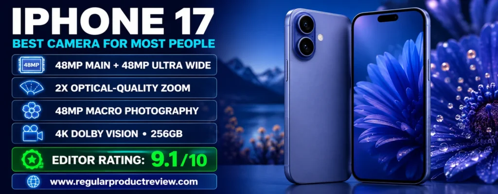 iPhone 17 best camera for most people with 48MP Main and Ultra Wide cameras, optical-quality 2x zoom, macro, and 4K video