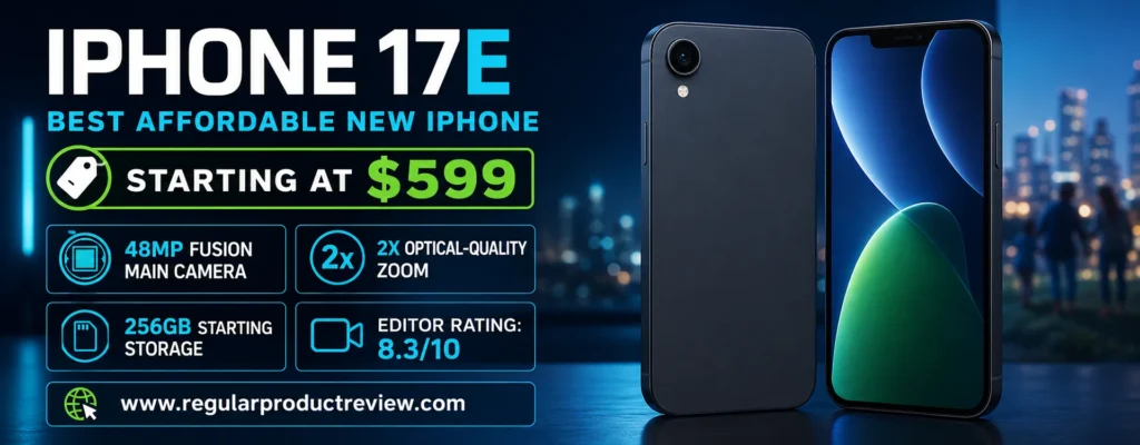 iPhone 17e affordable new iPhone camera with a 48MP Fusion Main camera, optical-quality 2x zoom, and 256GB storage