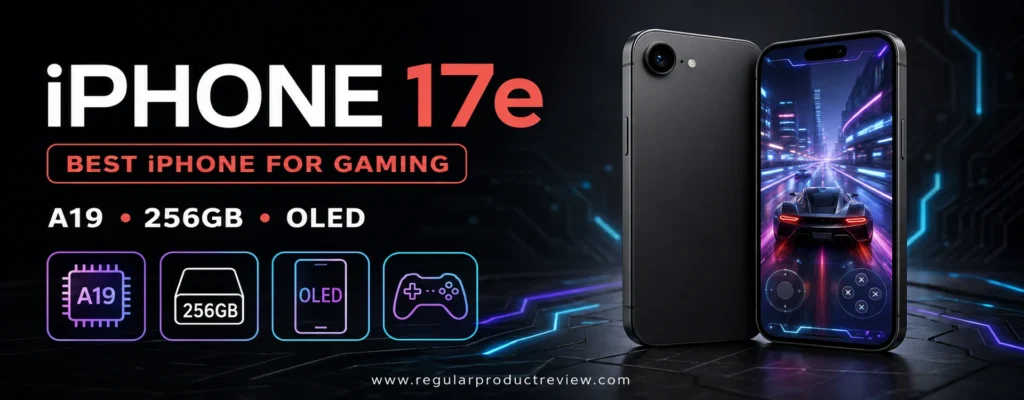 Apple iPhone 17e for gaming with A19 processor, 256GB storage, OLED display, and controller support