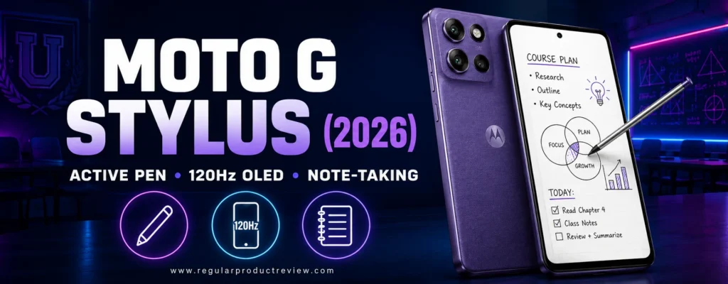 Moto G Stylus 2026 Android phone for students with a built-in stylus for note-taking, studying, drawing, and everyday productivity
