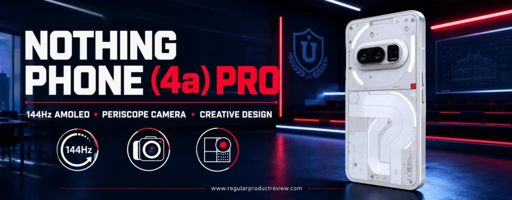 Nothing Phone 4a Pro Android smartphone for students with a distinctive design, smooth performance, capable cameras, and practical everyday features
