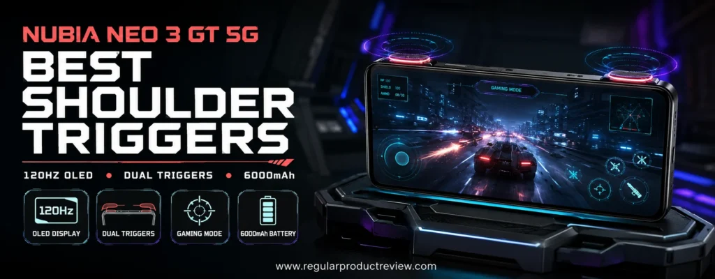 nubia Neo 3 GT 5G gaming phone with 120Hz OLED display, dual shoulder triggers, gaming mode, and 6000mAh battery