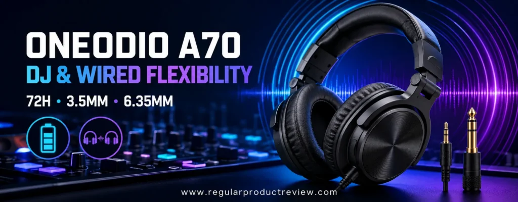 OneOdio A70 wireless DJ headphones with over-ear design and wired connectivity
