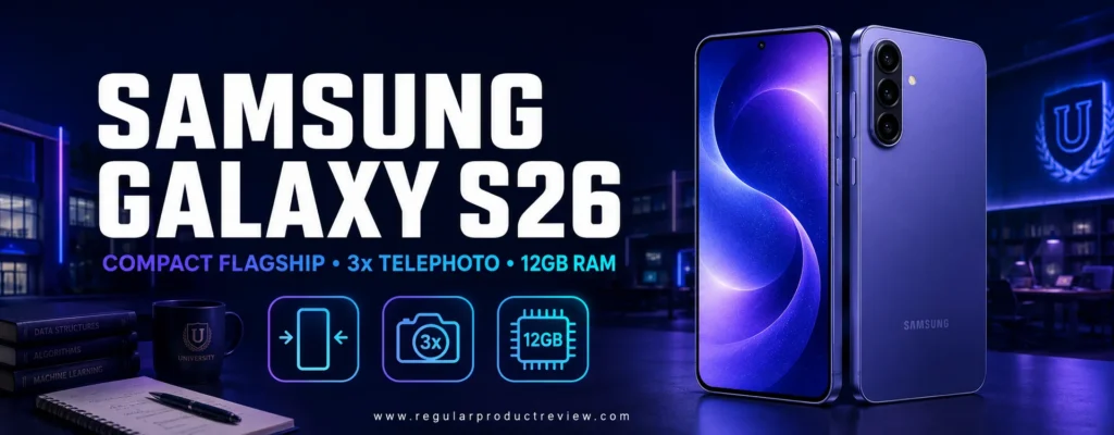 Samsung Galaxy S26 Android smartphone for students with a premium design, powerful performance, capable cameras, and intelligent features
