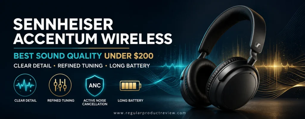 Sennheiser ACCENTUM Wireless headphones with clear sound, active noise cancellation, and long battery life

