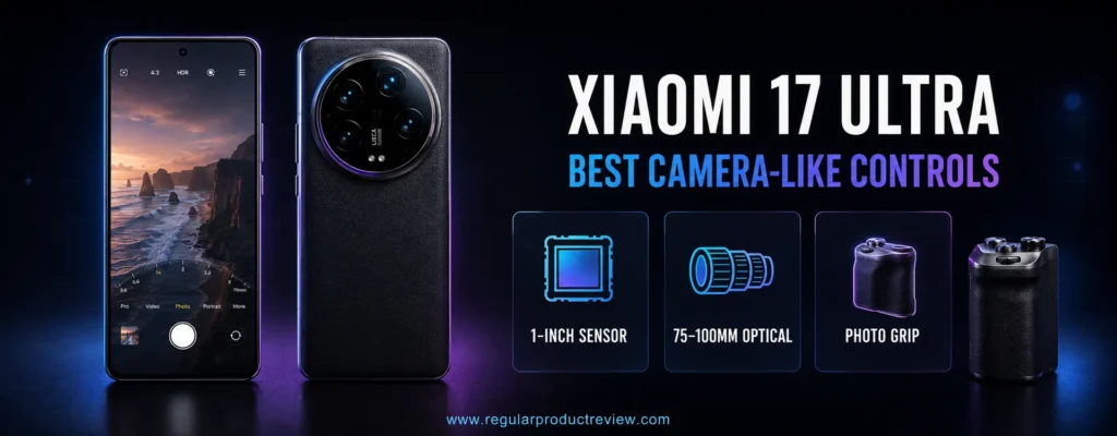 Xiaomi 17 Ultra camera phone shown from the front and back