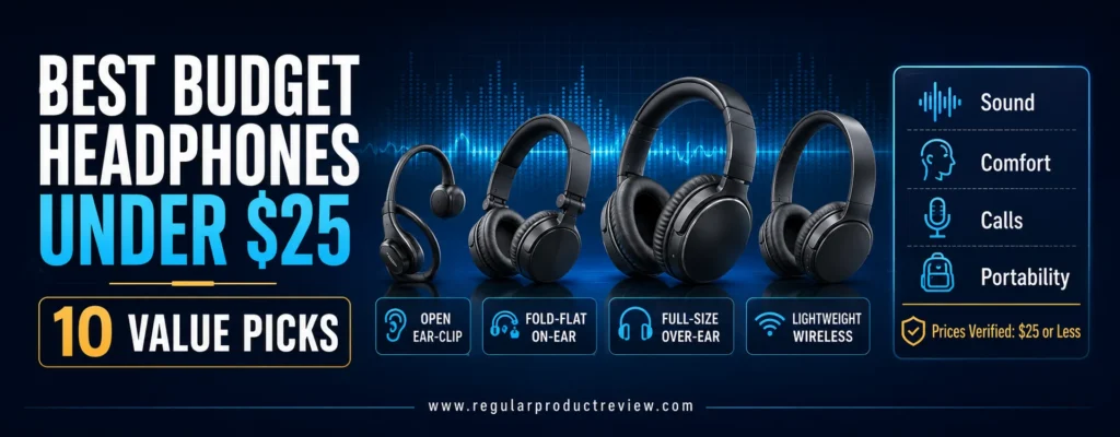 Top 10 budget headphones under $25 compared for sound, comfort, calls, and portability