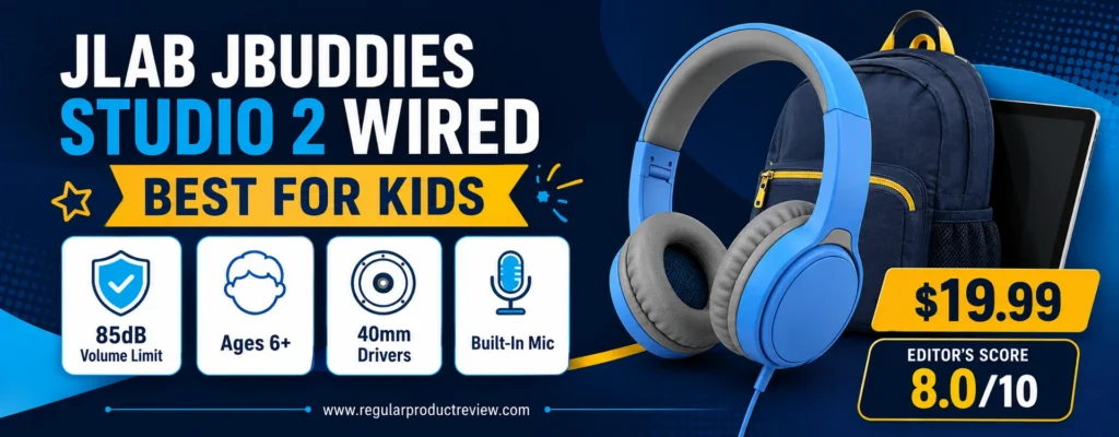JLab JBuddies Studio 2 wired kids headphones with 85dB limit for ages six and older